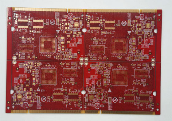 Bom preço FR4 Tg135 1.0mm 6 camadas de PCB rígido com ENIG Dedo de Ouro 40U' 'Red Soldermask e acabamento de superfície on-line
